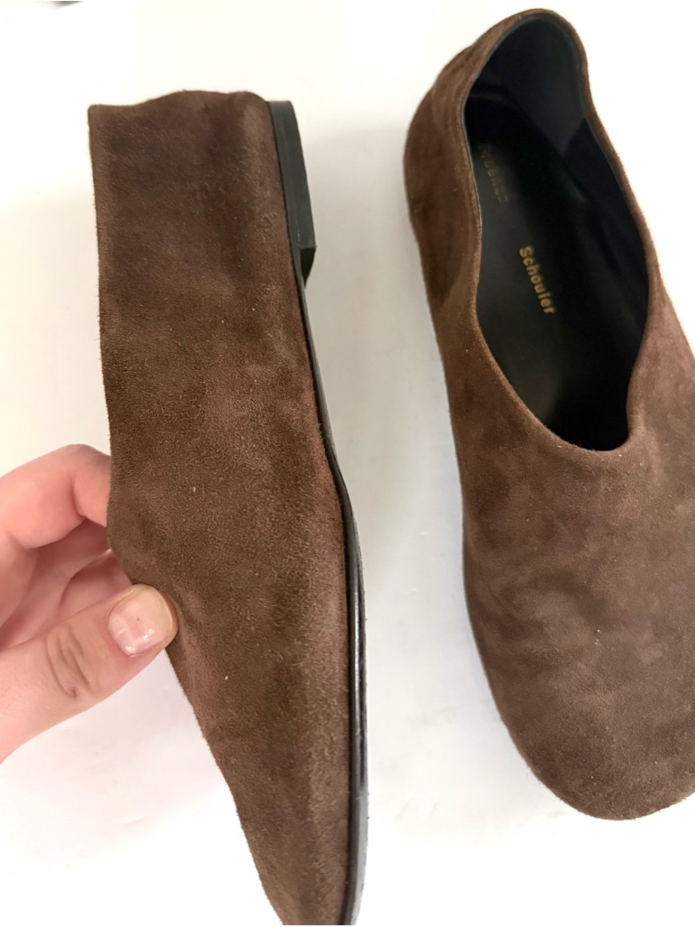 Proenza Schouler Glove Suede Ballerina Ballet Flats Chocolate Brown Size 36 - Picture 13 of 13